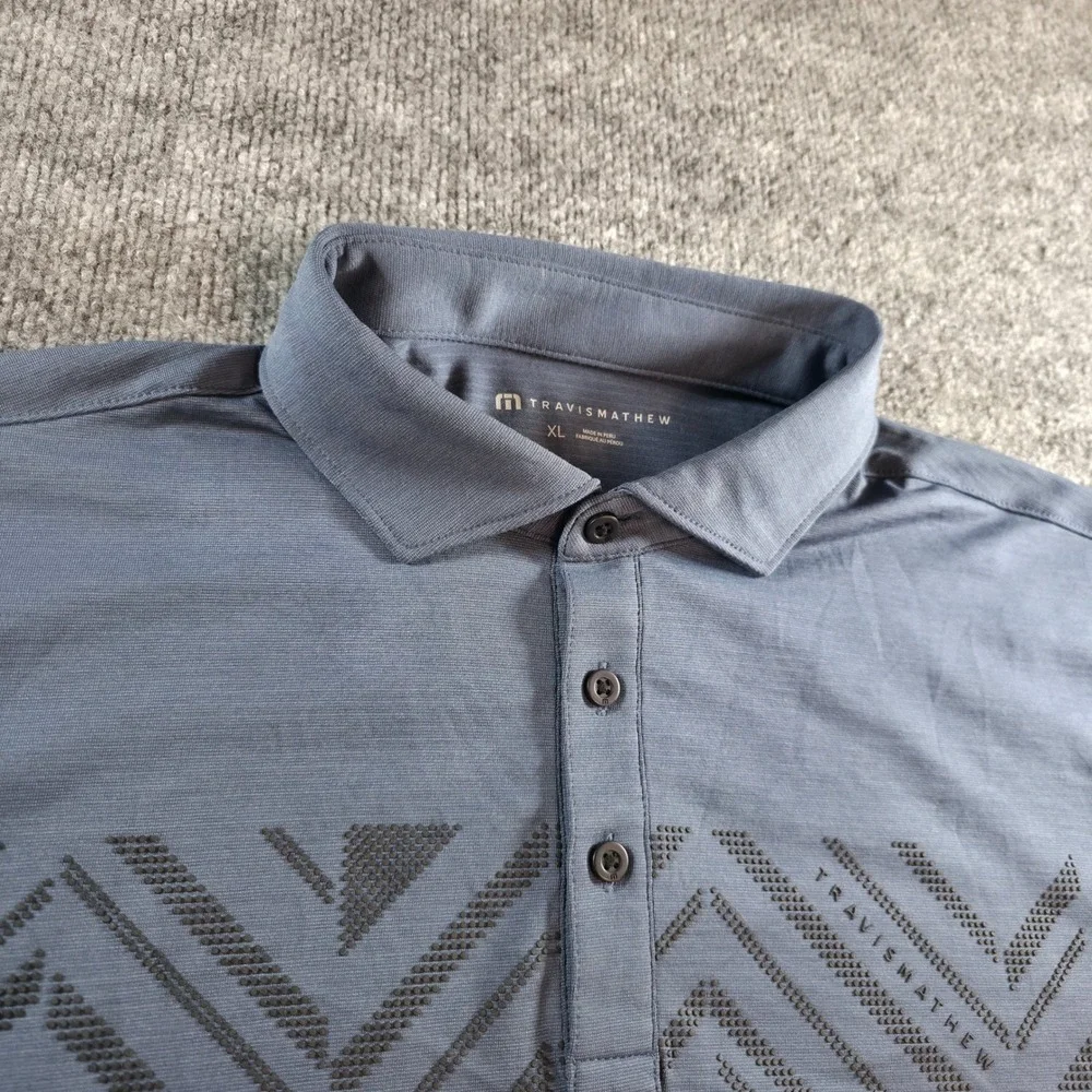 Travis Mathew All Day Access Polo Shirt Mens XL Blue Golf Trilogy Aviation - Picture 1 of 11